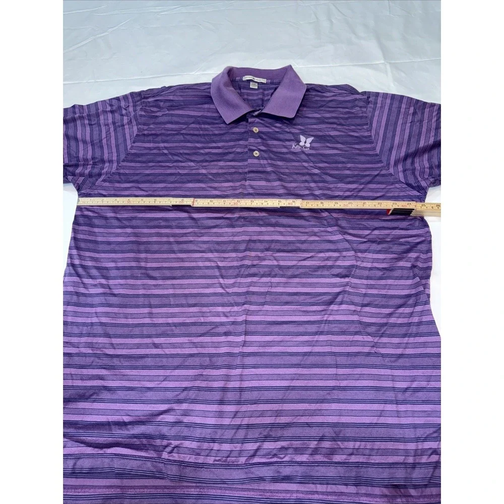 Peter Millar Kapalua Cotton Polo Golf Shirt Sz XXL Purple/Navy Striped